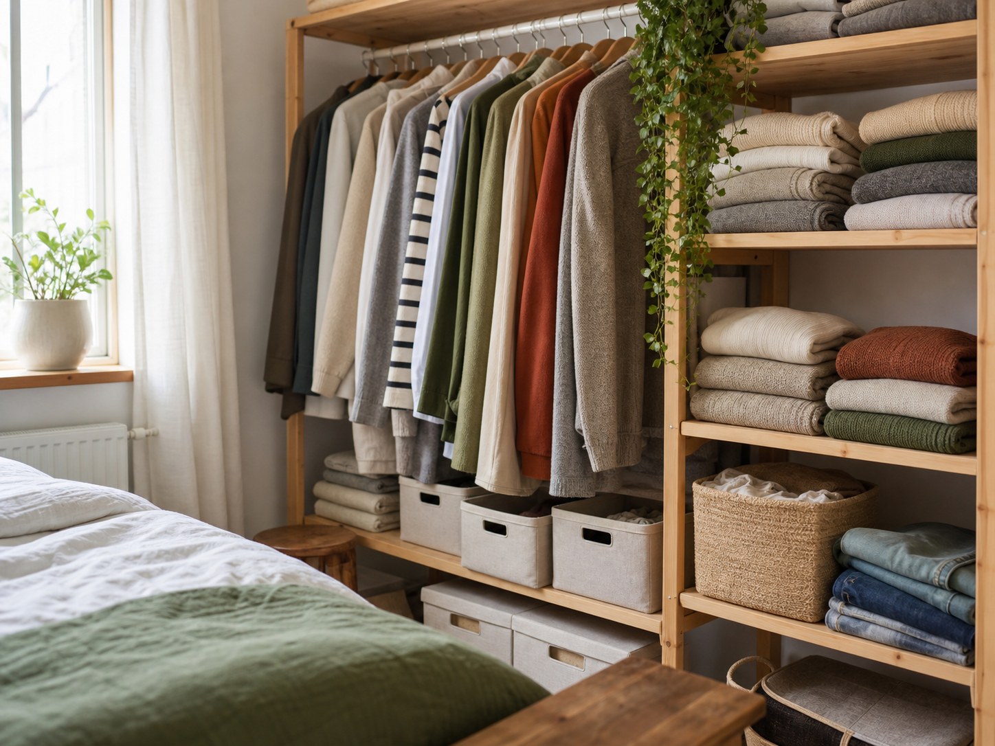 Aufgeräumter Kleiderschrank
