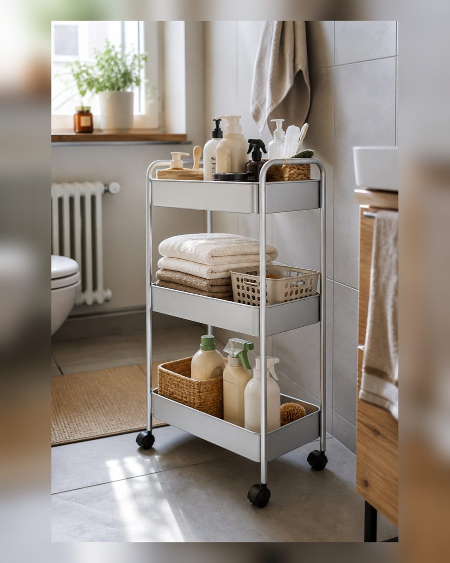 Simple Houseware Hochleistungs-Rollwagen mit 3 Ebenen aus Metall, Silber