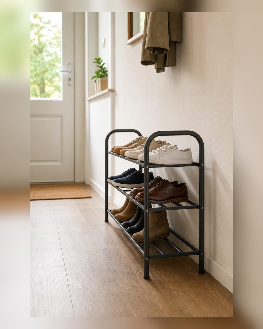 Seville Classics 3 Böden, satiniert grau Allzweck/ -Schuhregal, metall, 1-er Pack