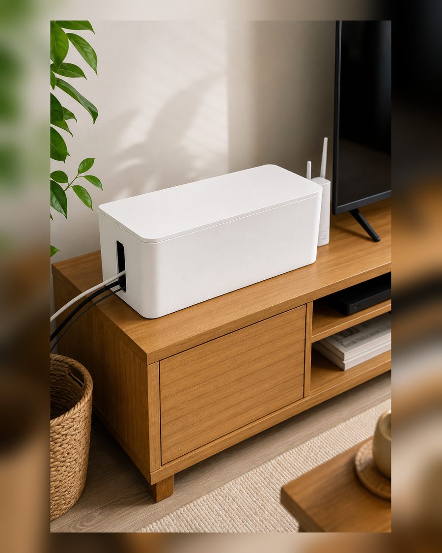 LogiLink KAB0063 - Kabelbox groß (407 x 157 x 133,5 mm), weiß