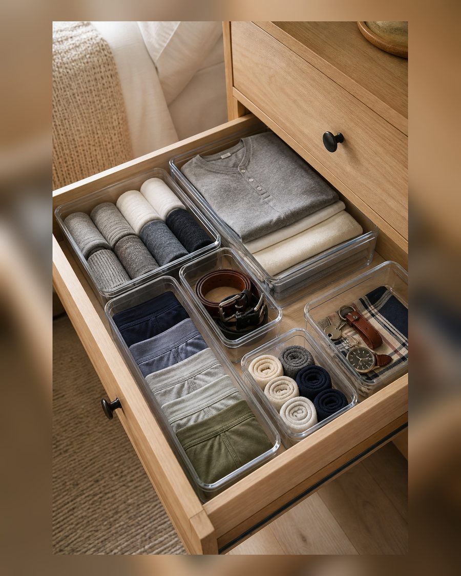 STORi SimpleSort 10-teiliges stapelbares transparentes Schubladen-Organizer-Set | mehrere Größen | Make-up-Aufbewahrungsbehälter und Büro-Schreibtisch-Schubladenteiler | Hergestellt in den USA