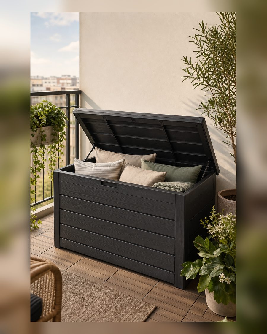 Lifetime Auflagenbox & Kissenbox 495 Liter Fassungsvermögen | 61x153x68 cm Grau Kunststoff | Aufbewahrungsbox für Gartenutensilien