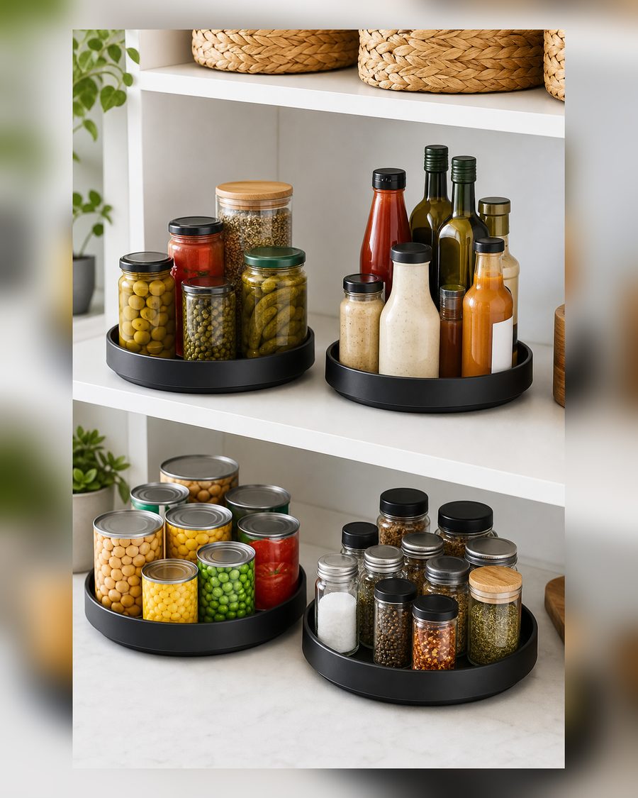 30,5 cm Rutschfester Drehteller Lazy Susan Organizer [4 Stück] – Drehregal für Schrank, Tischplatte, Speisekammer, Organisation, Aufbewahrung, Küche, Kühlschrank, Waschtisch, Arbeitsplatte,