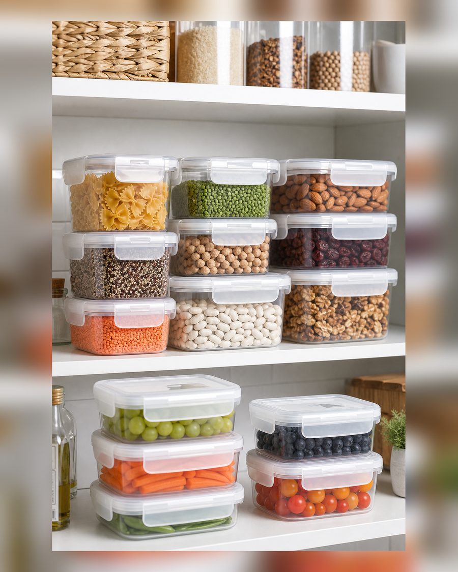 LocknLock PP Classic Vorratsdosen Set 5tlg., 250ml, 480ml, 850ml, 1,4L, 2,1L, Vorratsdosen mit Deckel luftdicht & auslaufsicher, Gefrier-, Spülmaschinen- & Mikrowellengeeignete Meal Prep Boxen